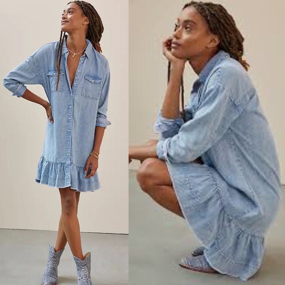 SOLD {Anthropologie} Pilcro Chambray Tunic Dress XS